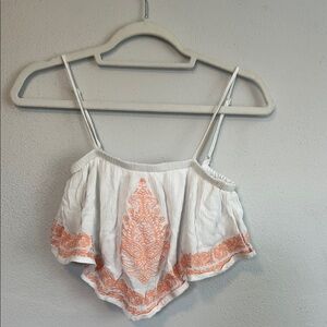 La Hearts White and Orange Embroidered Camisole